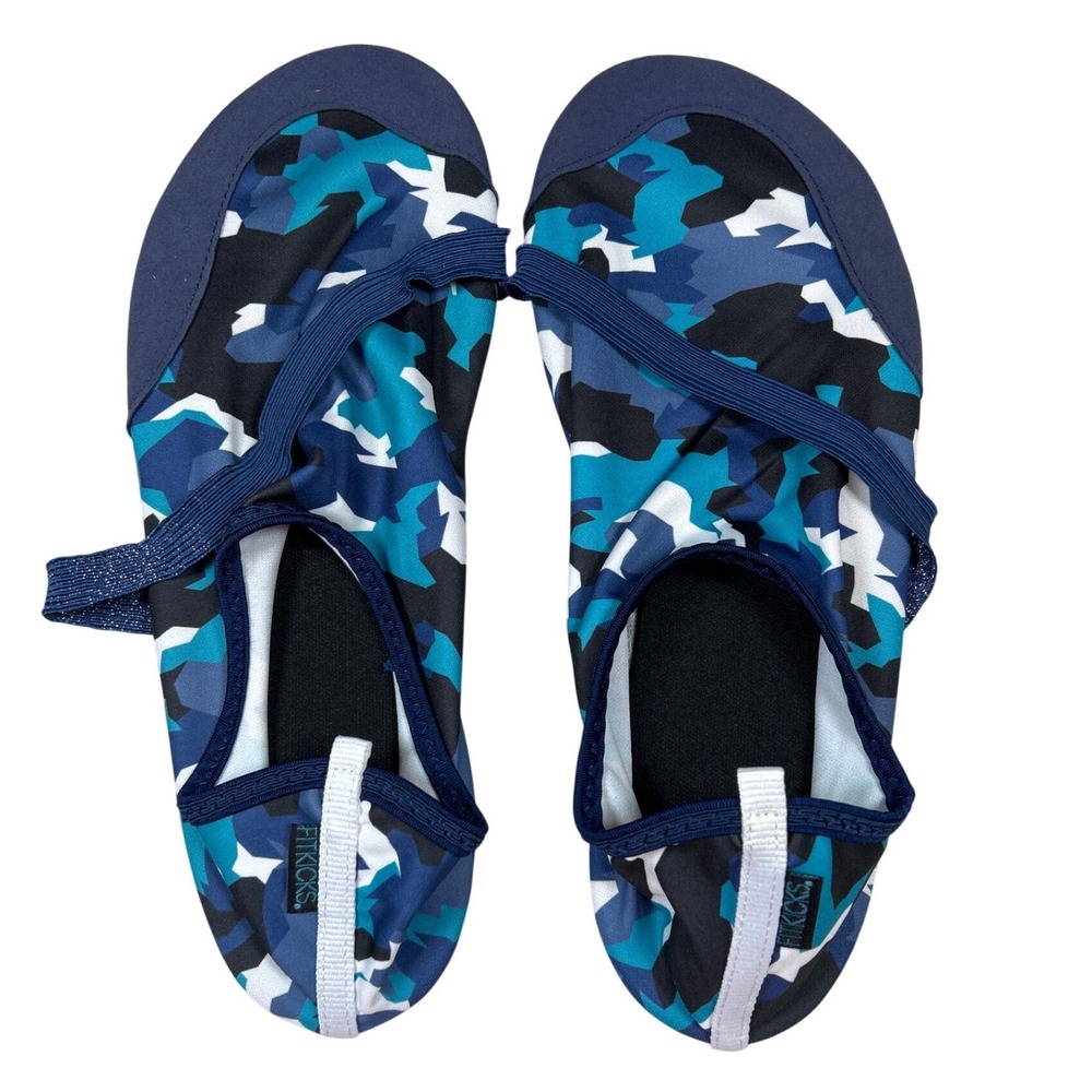 Fitkicks Unisex XL Water Shoes Blue Camo Minimalist Barefoot Slip On FlexForm
